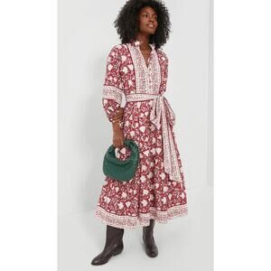 Sue Sartor Tuckernuck Red Flounce Dress size L large